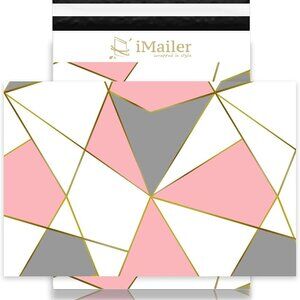Poly Mailers 12" x 15.5" Triangle Print - Pink, Gray, White and Gold! Lot of 20